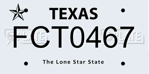 FCT0467 Texas License Plate