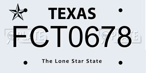 FCT0678 Texas License Plate