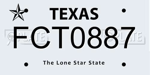 FCT0887 Texas License Plate