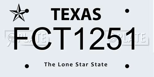 FCT1251 Texas License Plate