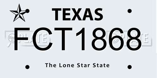 FCT1868 Texas License Plate