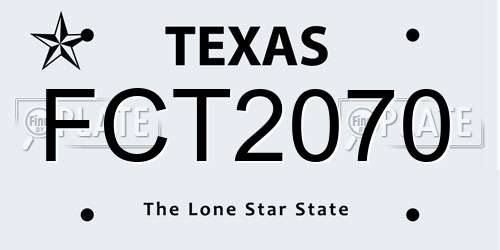 FCT2070 Texas License Plate