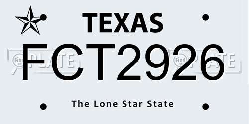 FCT2926 Texas License Plate