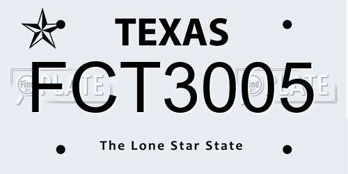 FCT3005 Texas License Plate