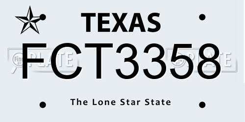 FCT3358 Texas License Plate