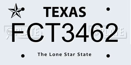 FCT3462 Texas License Plate