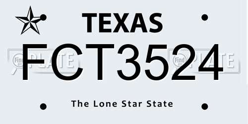FCT3524 Texas License Plate