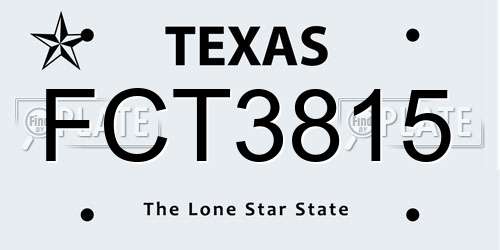 FCT3815 Texas License Plate
