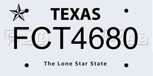 FCT4680 Texas License Plate