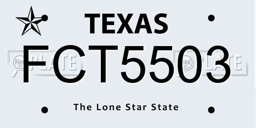 FCT5503 Texas License Plate