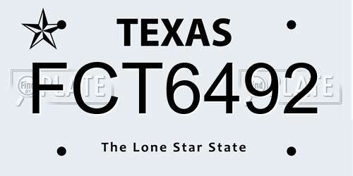 FCT6492 Texas License Plate