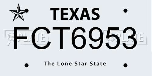 FCT6953 Texas License Plate