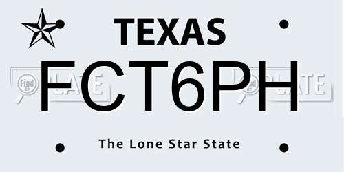 FCT6PH Texas License Plate