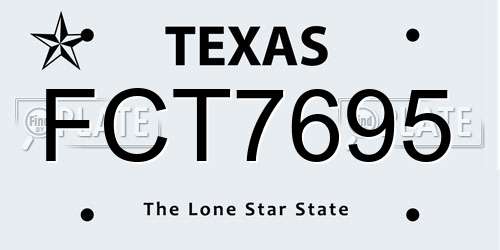 FCT7695 Texas License Plate