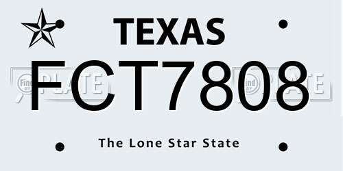 FCT7808 Texas License Plate