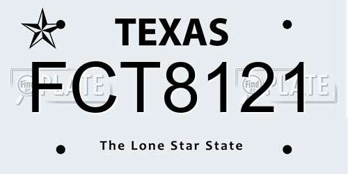 FCT8121 Texas License Plate