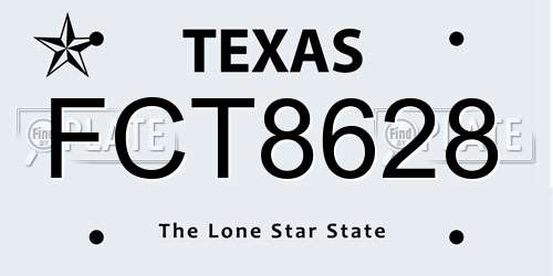 FCT8628 Texas License Plate