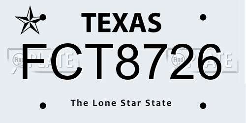 FCT8726 Texas License Plate