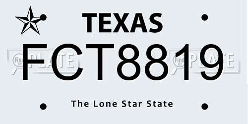 FCT8819 Texas License Plate