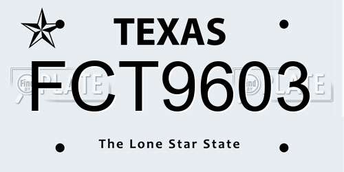 FCT9603 Texas License Plate