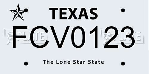 FCV0123 Texas License Plate