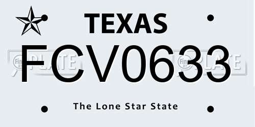 FCV0633 Texas License Plate
