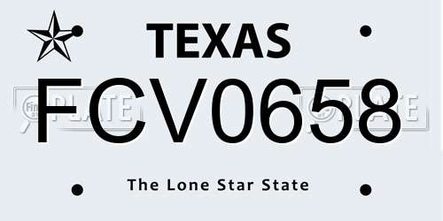 FCV0658 Texas License Plate