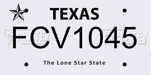 FCV1045 Texas License Plate