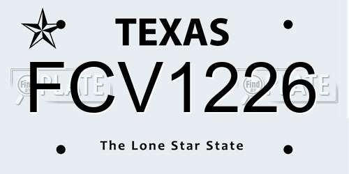 FCV1226 Texas License Plate