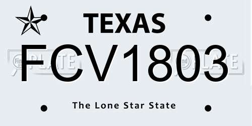 FCV1803 Texas License Plate