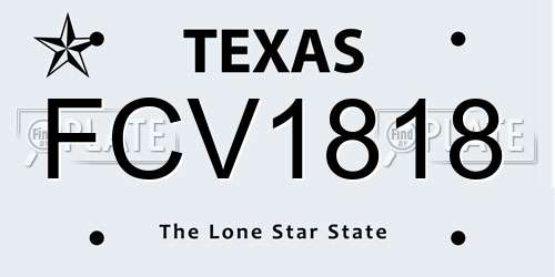 FCV1818 Texas License Plate