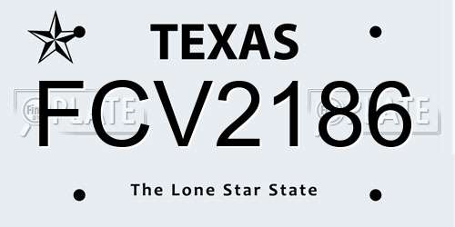 FCV2186 Texas License Plate