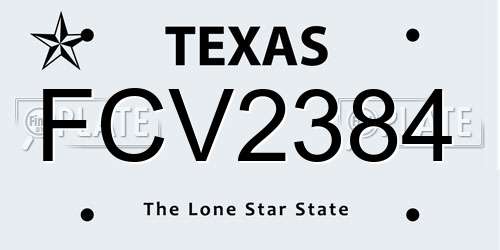 FCV2384 Texas License Plate