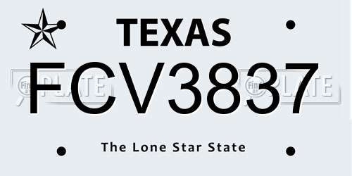 FCV3837 Texas License Plate