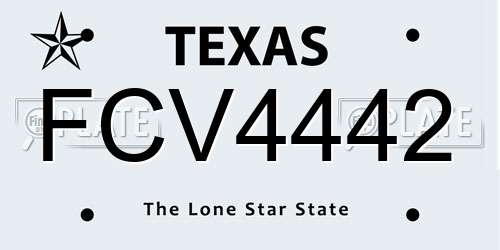 FCV4442 Texas License Plate