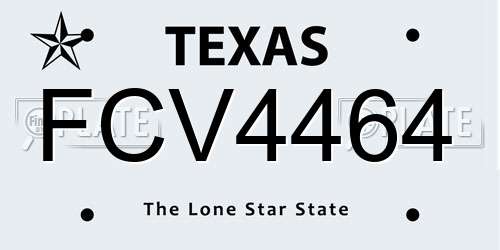 FCV4464 Texas License Plate