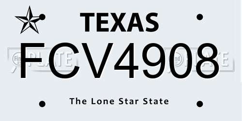 FCV4908 Texas License Plate