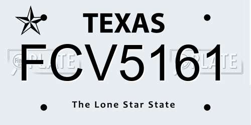 FCV5161 Texas License Plate