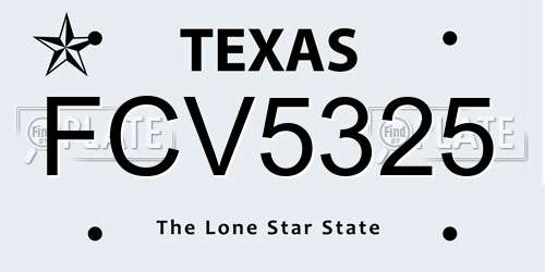 FCV5325 Texas License Plate