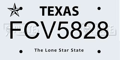 FCV5828 Texas License Plate