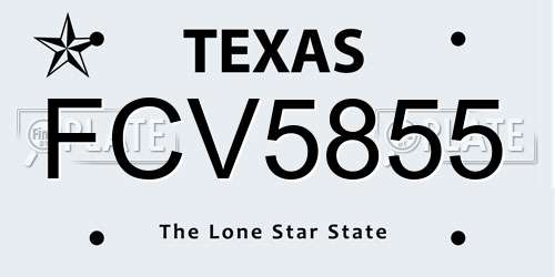 FCV5855 Texas License Plate