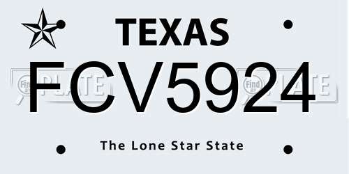 FCV5924 Texas License Plate