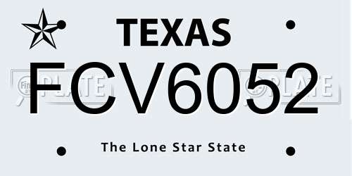 FCV6052 Texas License Plate