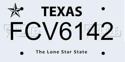 FCV6142 Texas License Plate