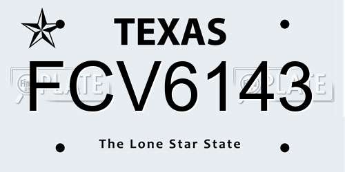 FCV6143 Texas License Plate