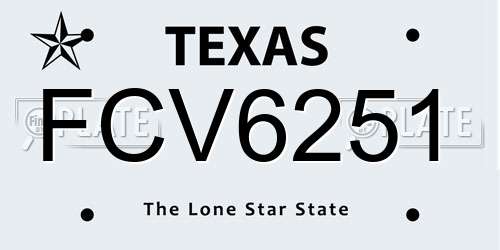 FCV6251 Texas License Plate