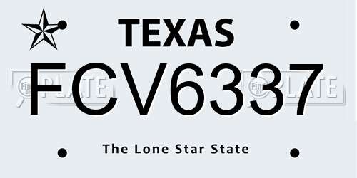 FCV6337 Texas License Plate