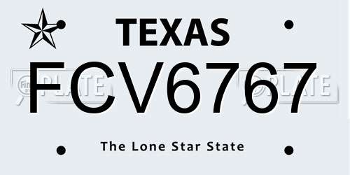 FCV6767 Texas License Plate