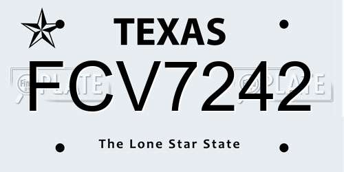 FCV7242 Texas License Plate