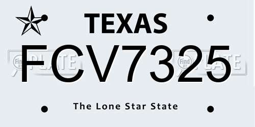 FCV7325 Texas License Plate